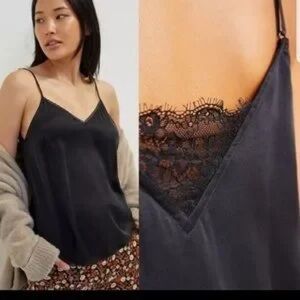 Black Lace Trim Cami Top